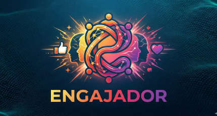 Logo da plataforma O Engajador com estilo inspirado no Instagram, usada para representar o sistema de engajamento em redes sociais.